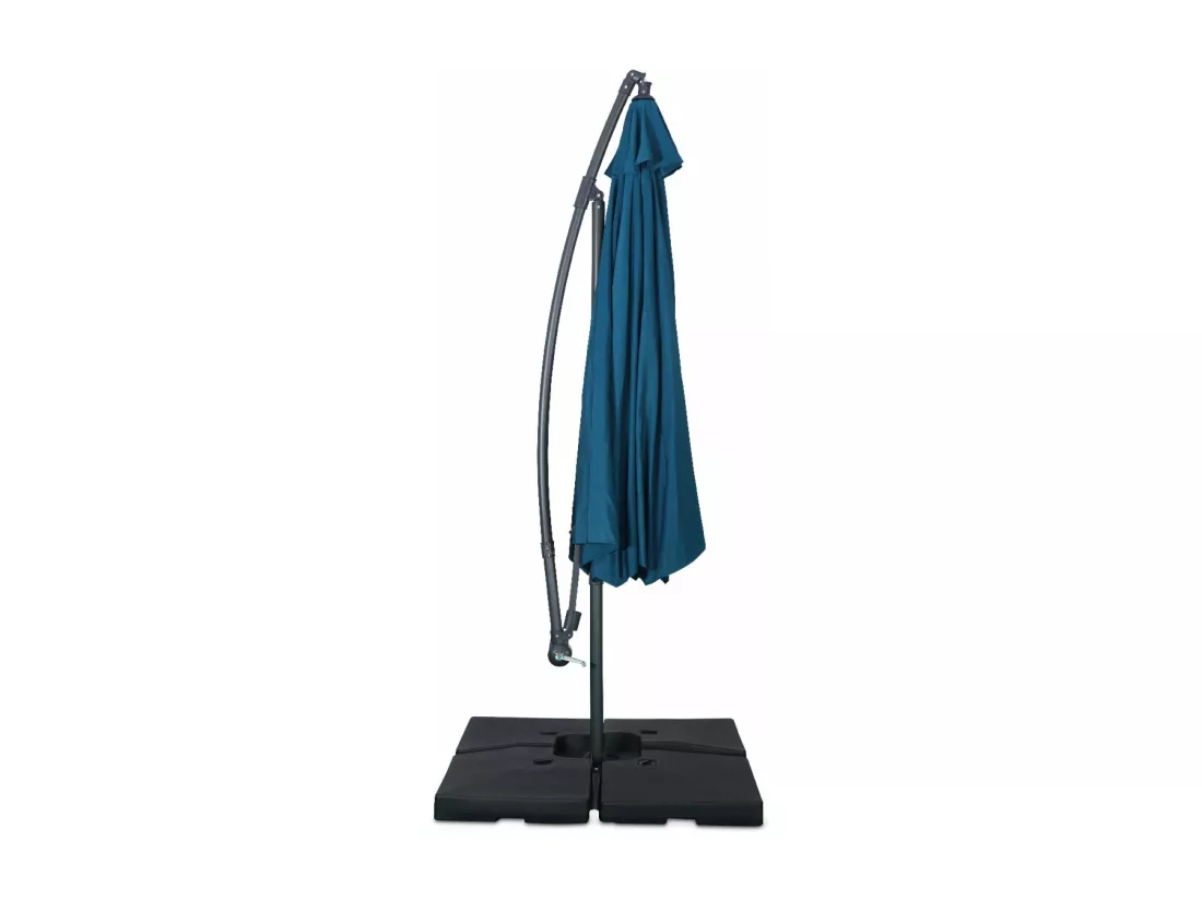 Parasol déporté Ø350cm - Hardelot - Coloris Bleu canard. structure anthracite. manivelle anti-retour.