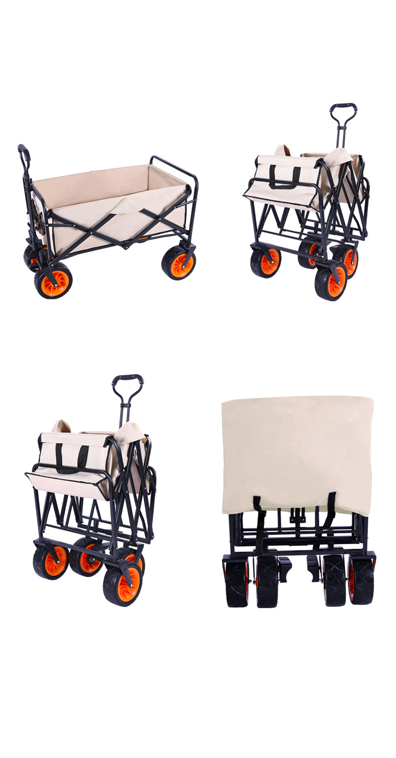 (150L) Faltbarer Leiterwagen Outdoor Bollerwagen Transporthilfe für Camping   Festivals - Schwarz