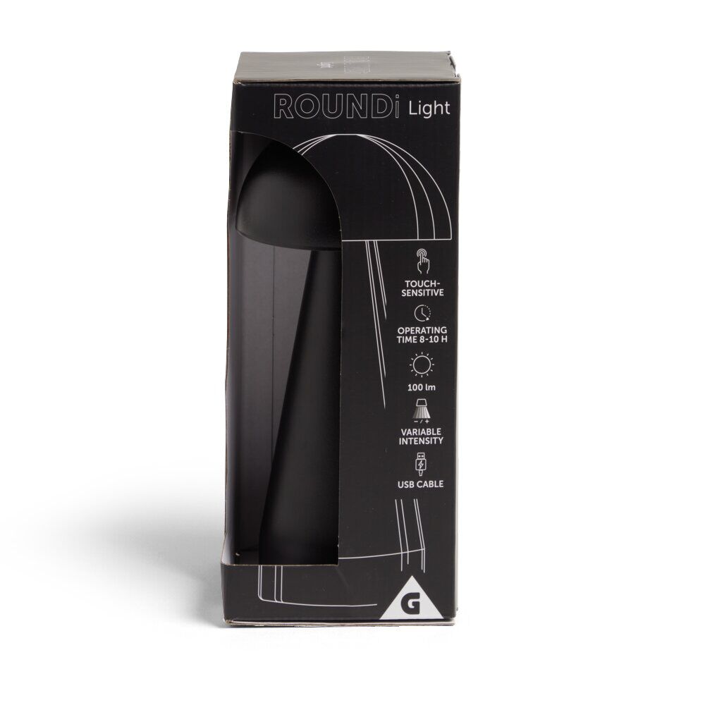 Lampe de table Roundi USB tactile noire Ø9,5xH22,5cm