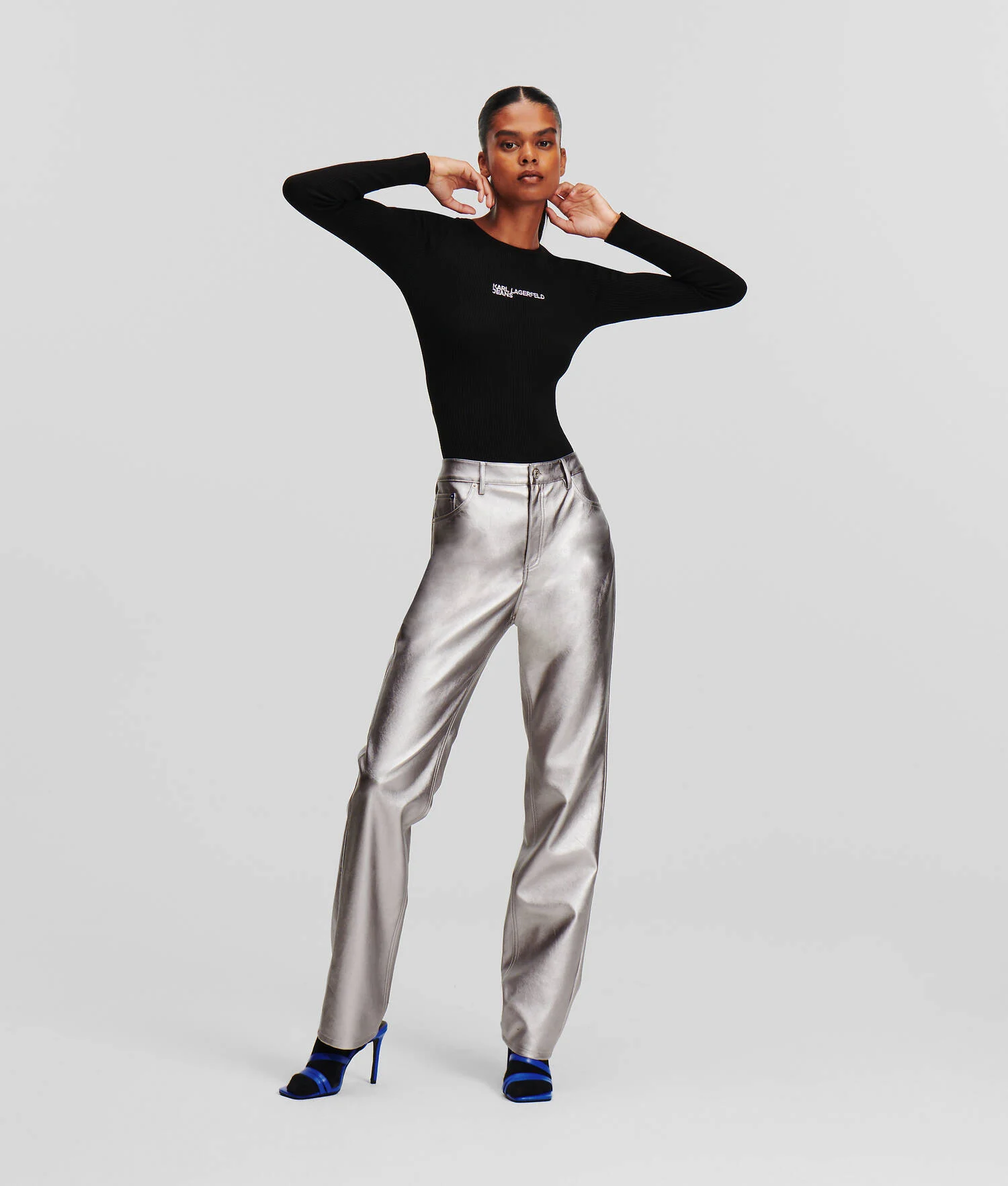 PANTALON EN SIMILI-CUIR EFFET MÉTALLISÉ KLJ