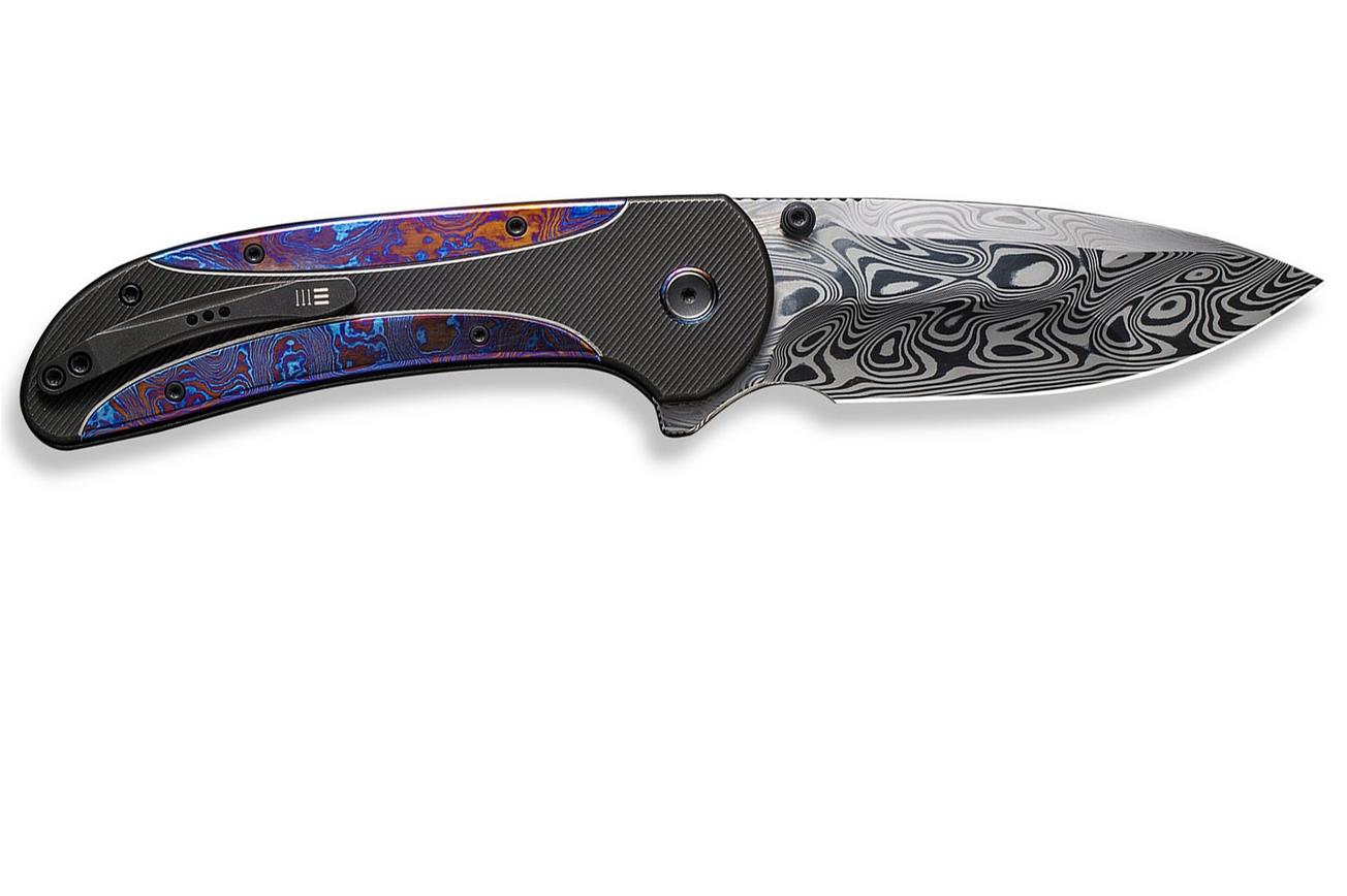 WE Knife Zizzit WE23031-DS1 Thor Damasteel, Black Titanium Handle Timascus Inlay zakmes