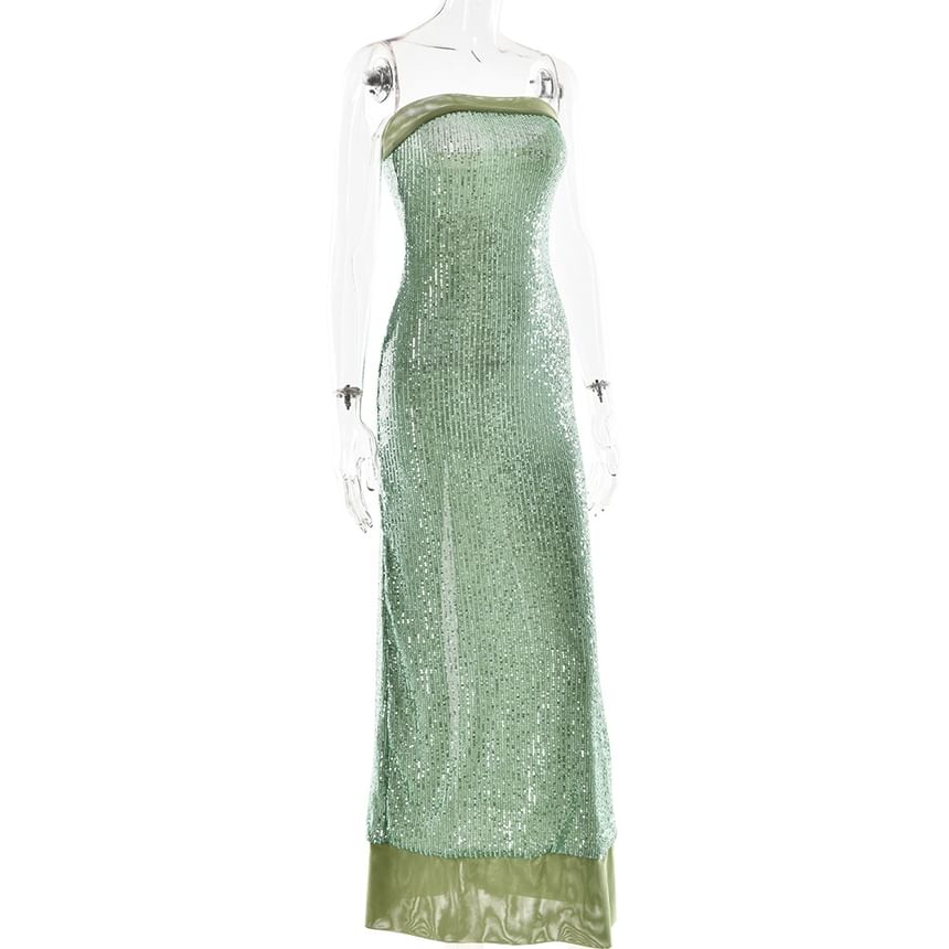 Vanduous - Maxi-jurk met pailletten en split