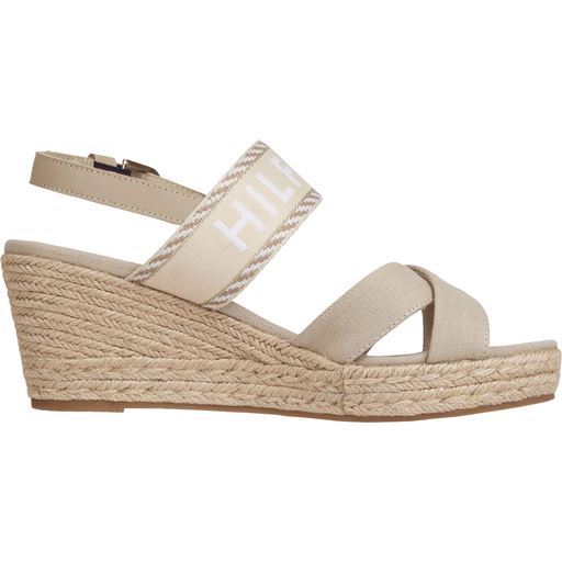Tommy Hilfiger Logo Mid Wedge Espadrille Sandaler, Sandalwood, 40