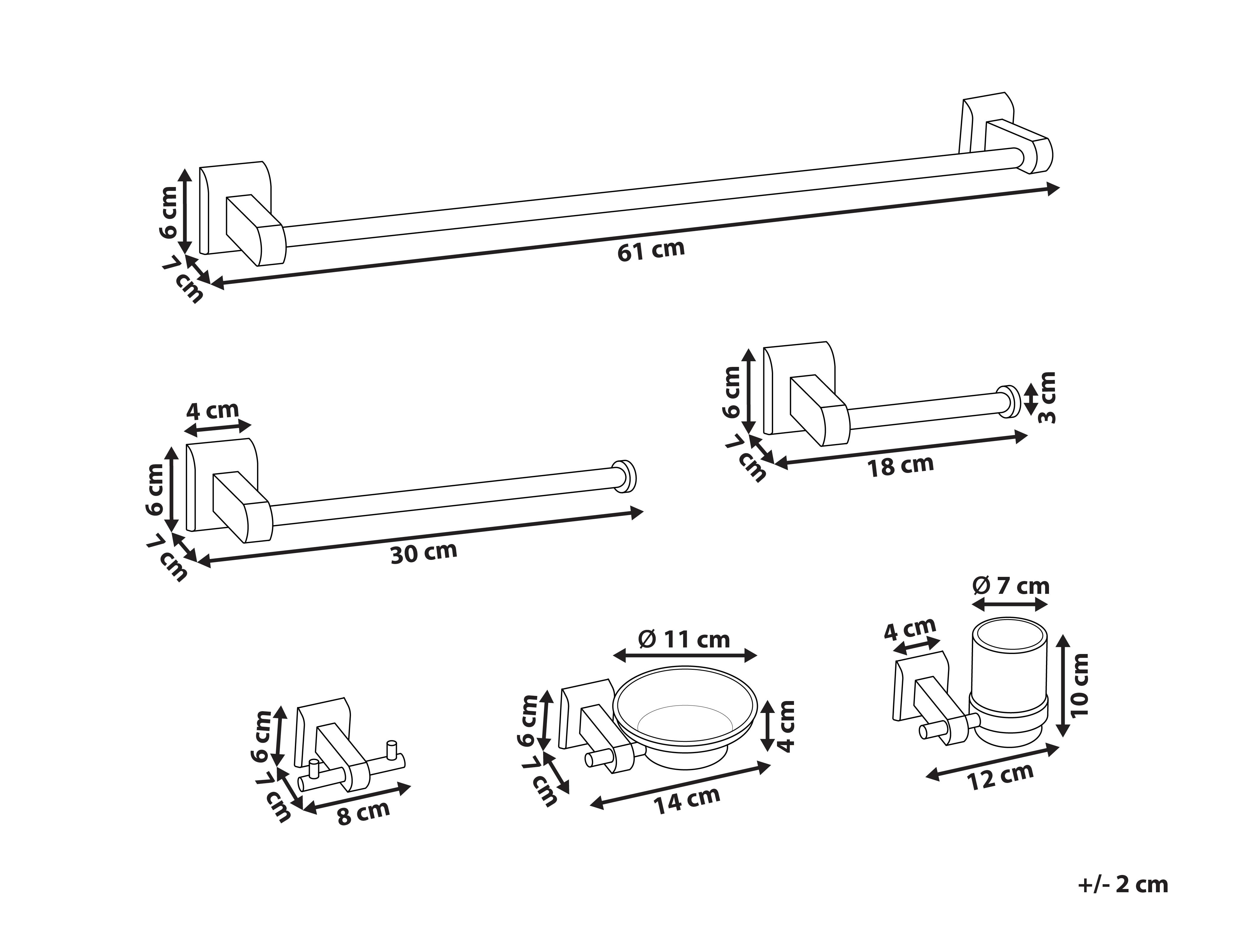 6-delige badkamer hardware set TALARA met handdoekstangen en -haken Zwart