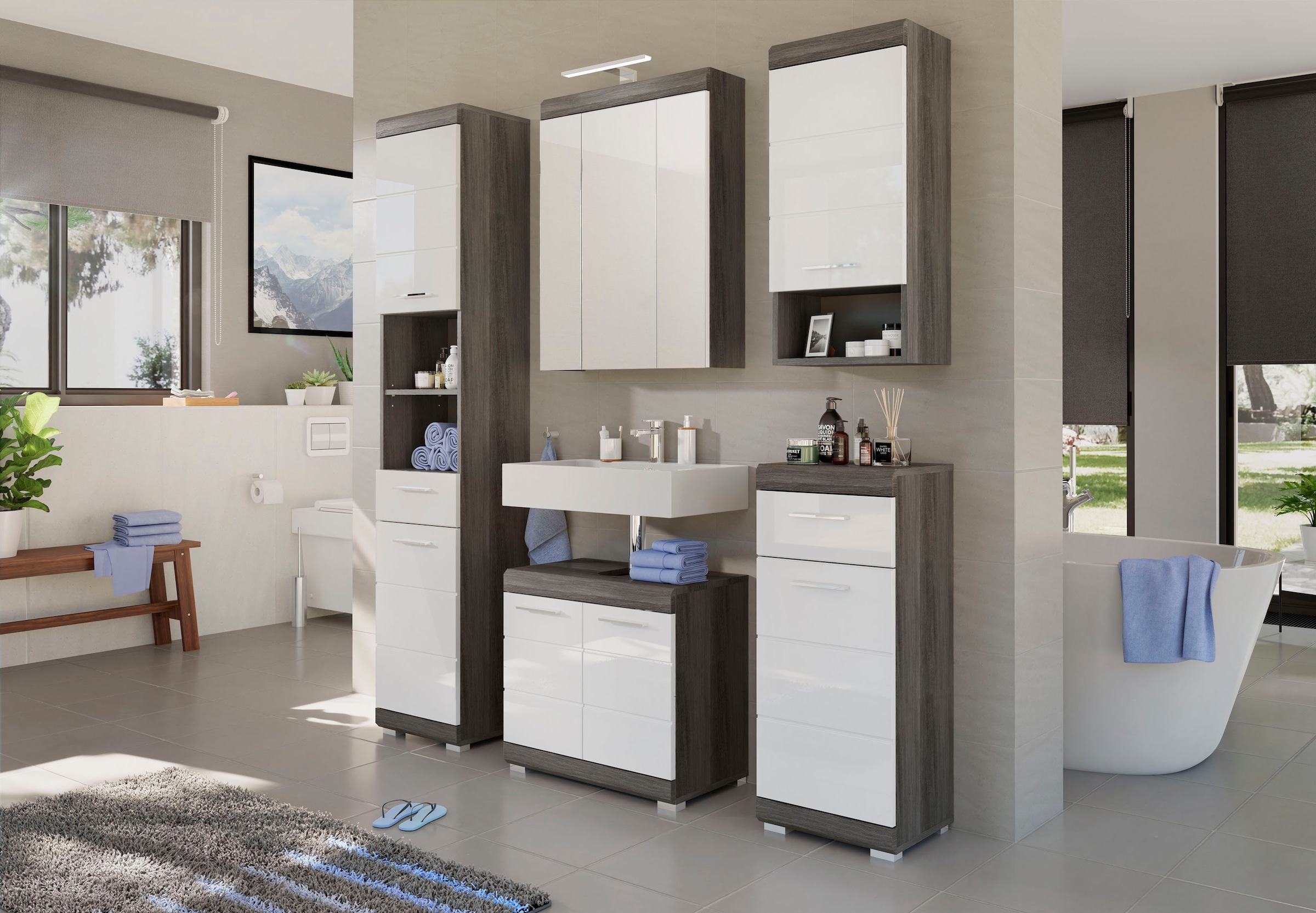 INOSIGN Badezimmerspiegelschrank »SIENA, Breite 60cm, 3 Spiegeltüren, 9 Fächer, 6 Einlegeböden« TOPSELLER!,  in verschiedenen Farben erhältlich, Badmöbel, Spiegel, Badschrank, Bad