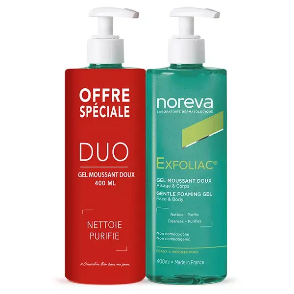 Noreva Exfoliac Gel Espumante Suave - Pacote com 2 x 400ml