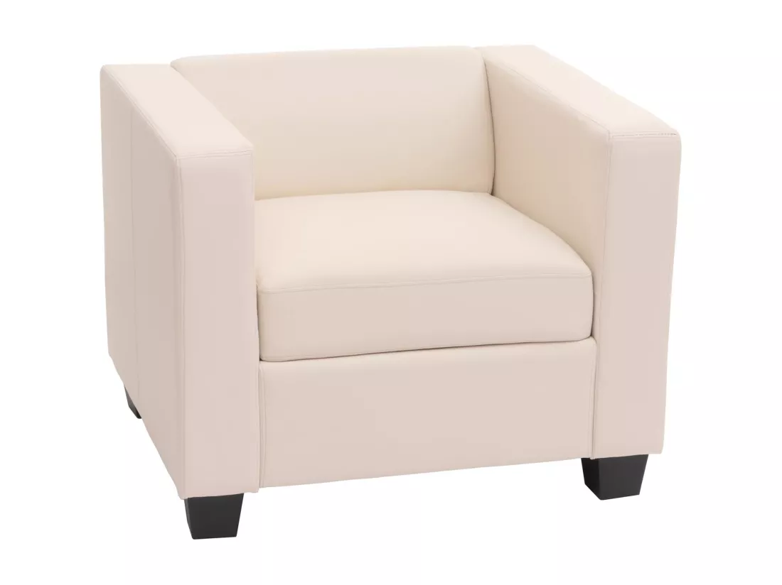 Fauteuil lounge Lille, simili-cuir blanc
