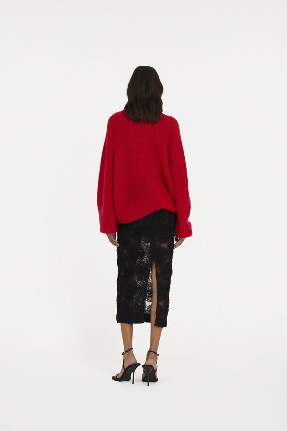 ROTATE Birger Christensen Light Knit Logo Sweater Racing red