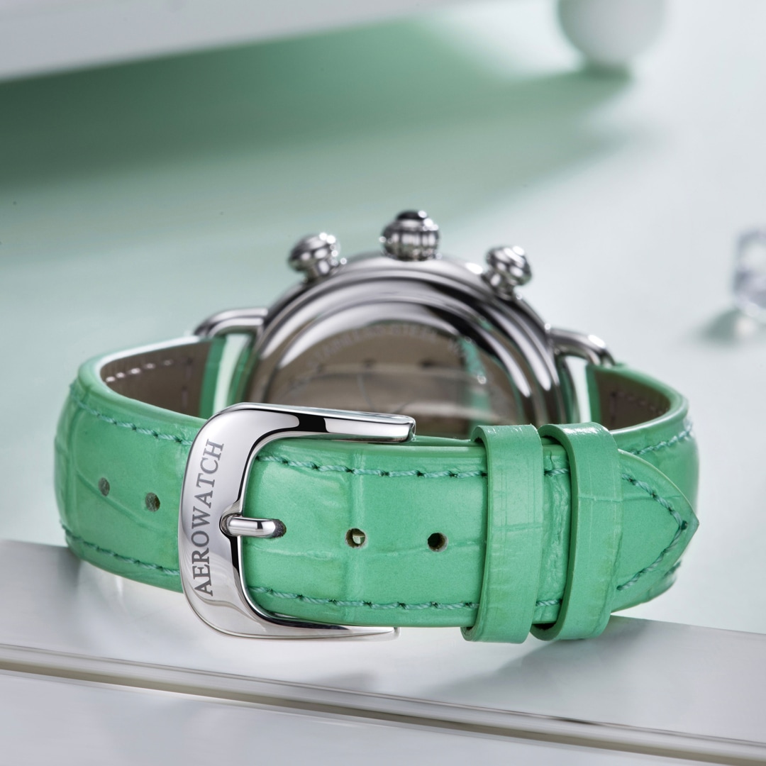 Aerowatch 1942 Chronolady Leder grün