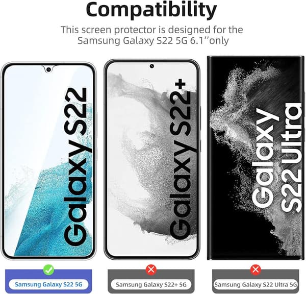Samsung S22 Herdet Glass Skjermbeskytter 1-Pakning