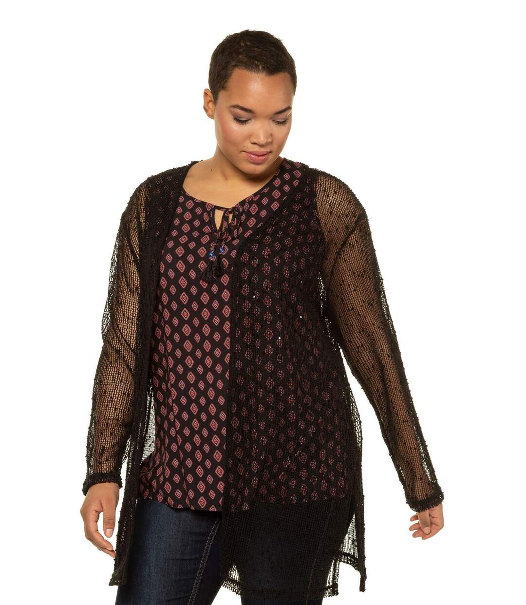 ULLA POPKEN Cardigan en maille noir