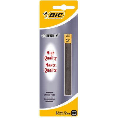 BIC Critérium - Pack de 6 mines pour porte mines - HB - 2 mm