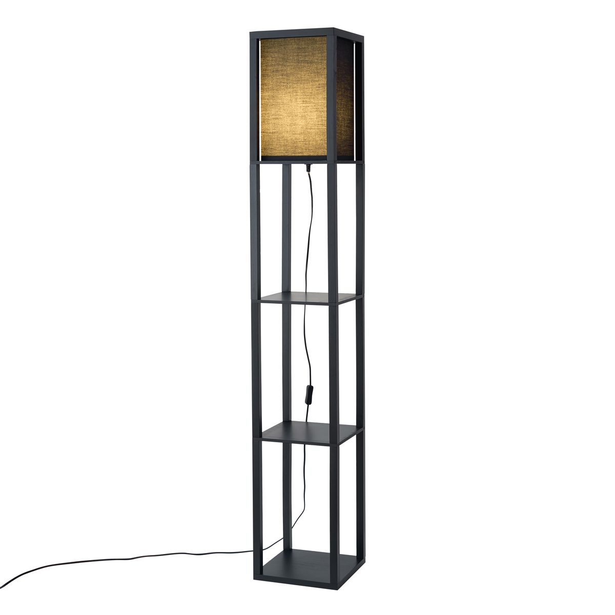 Moderne vloerlamp zwart met stoffen kap - Stojan