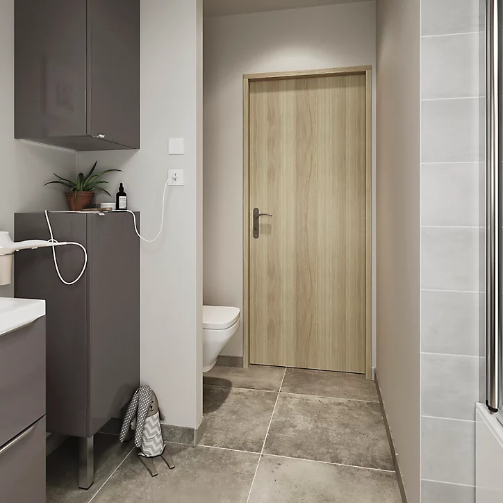 Bloc-porte Alpille effet chêne naturel H.204 x l.73 cm, réversible