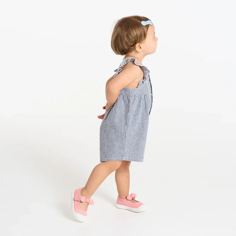 Salopette courte en seersucker bleu bébé fille Bleu