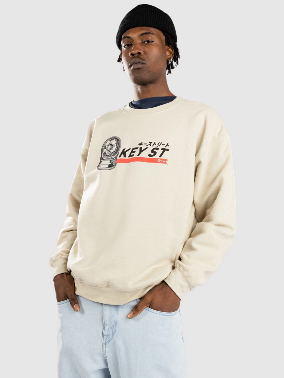 Key Street Wheels Crew Sweater natural