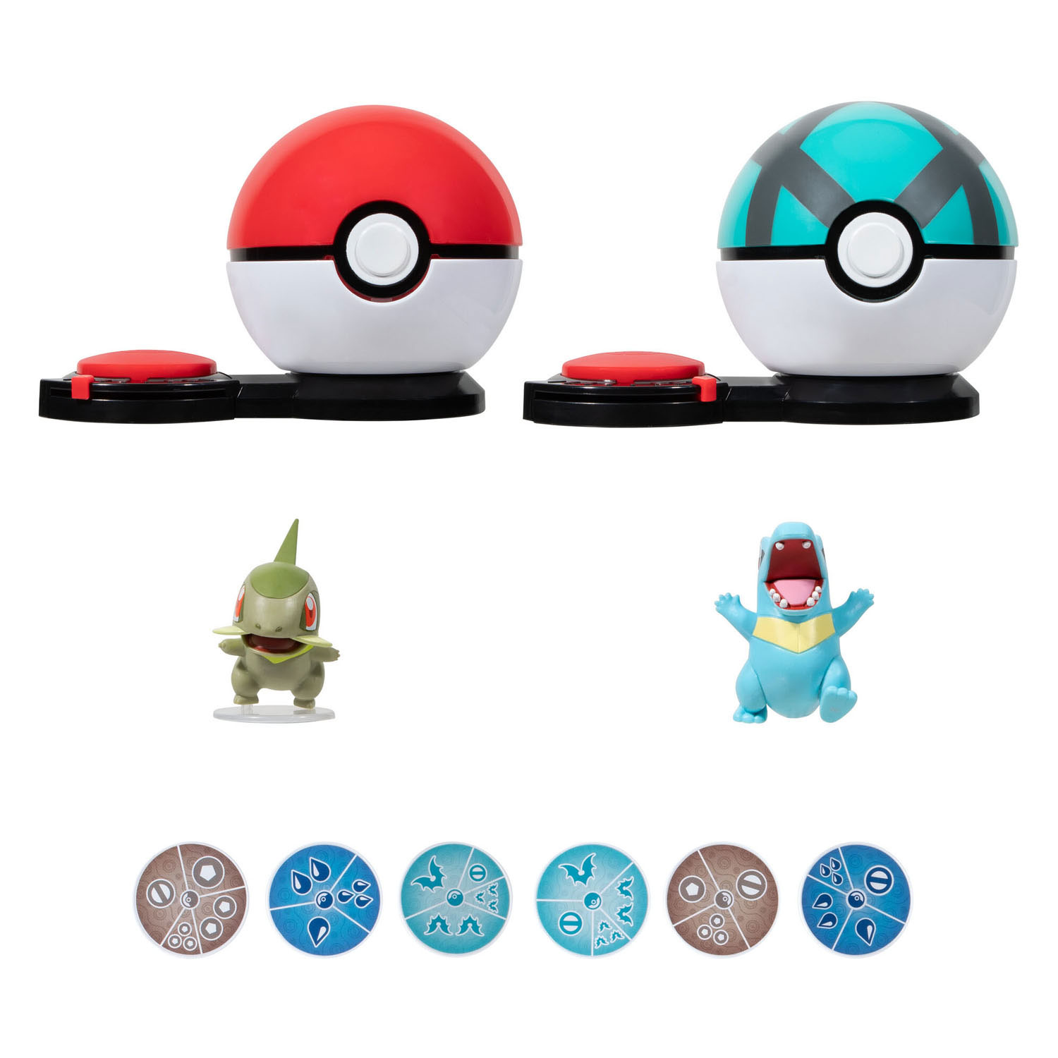 Pokémon Surprise Attack Game Speelset - Axew Poke Ball Vs Totodile Net Ball