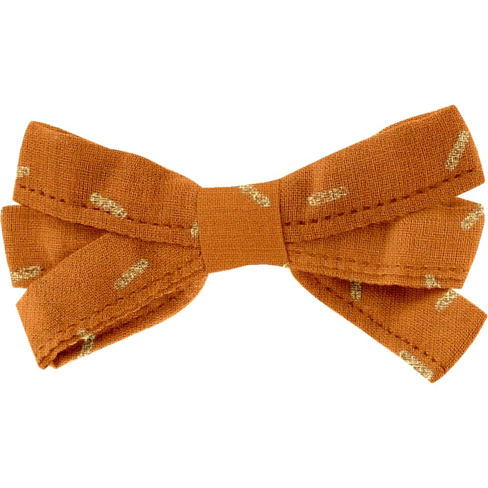 Barrette Noeud Ruban Paille Dorée Caramel