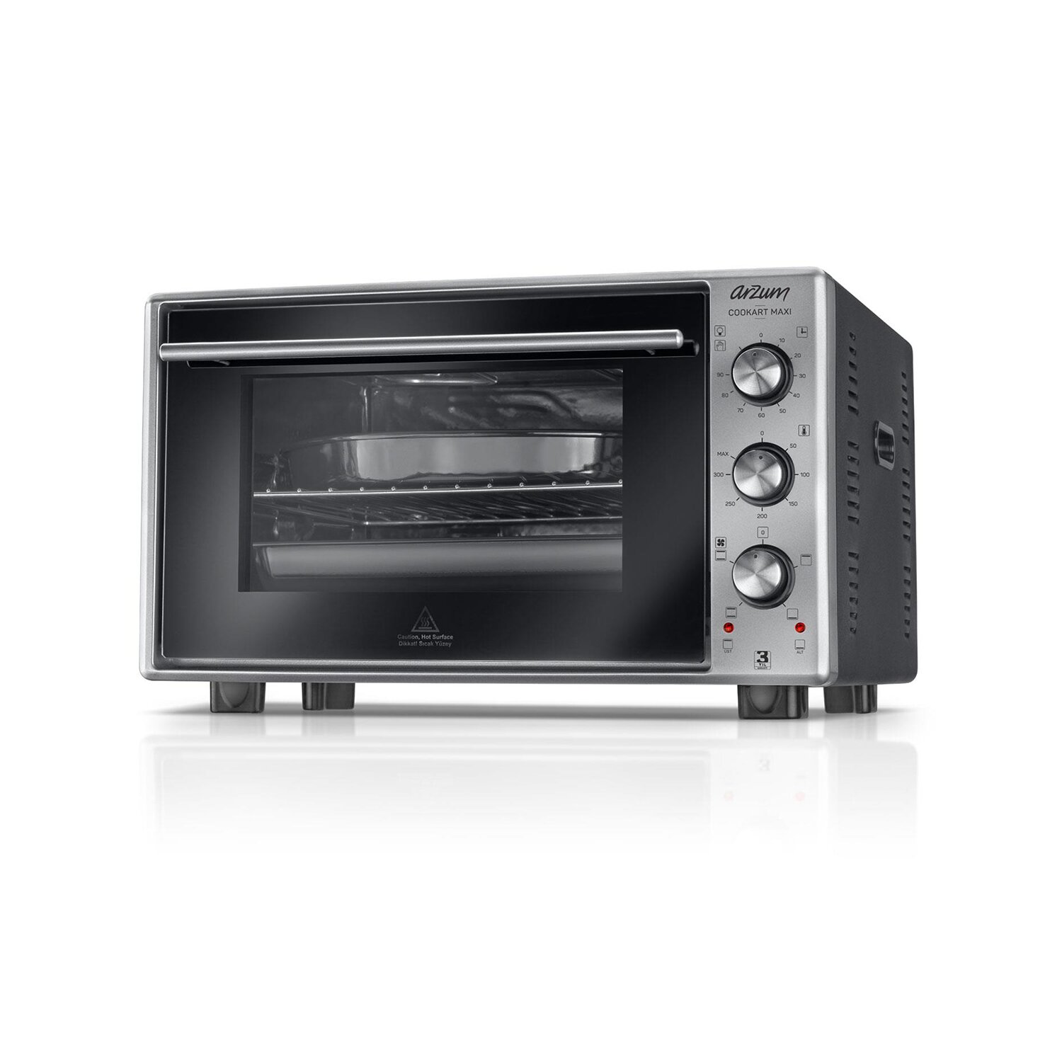 Arzum 1600 W Elektrische Backofen mit Umluft Pizzaofen 50 Liter