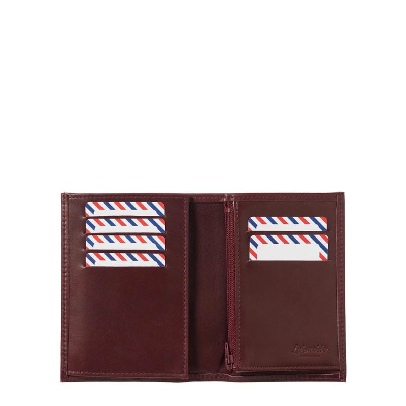 Petit portefeuille Victor en cuir lisse Vigne rouge