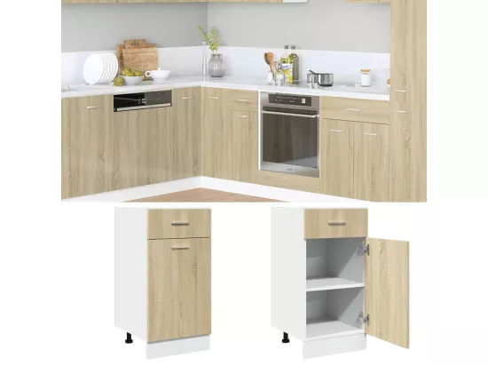 Armoire de plancher tiroir chêne sonoma bois d'ingénierie