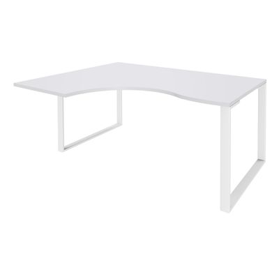 Bureau compact LOFTER - L160 cm - Retour à gauche - Plateau Blanc - pied Blanc - (pied de renfort obligatoire à rajouter - non inclus)
