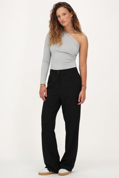 Zilverkleurige one-shoulder top met lurex