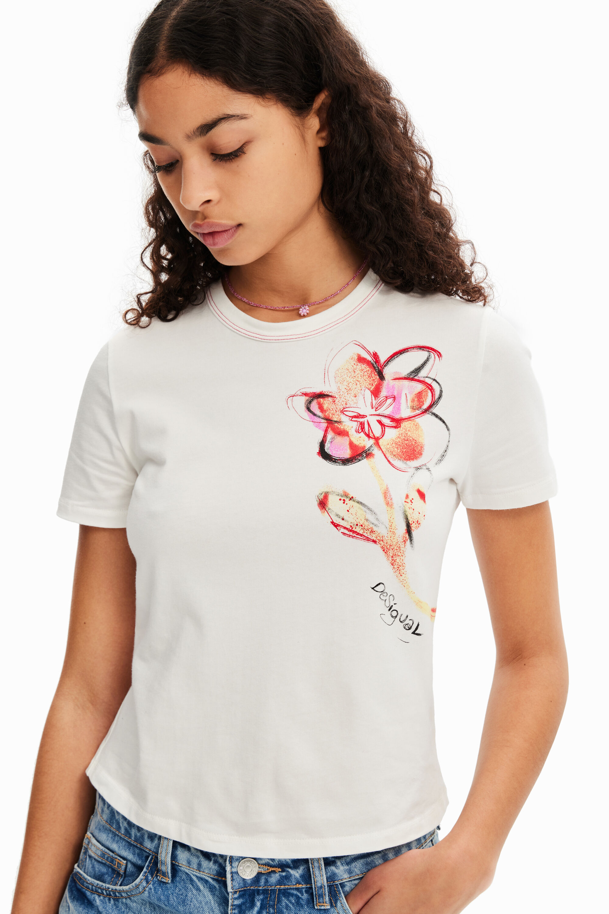 T-shirt manches courtes fleur
