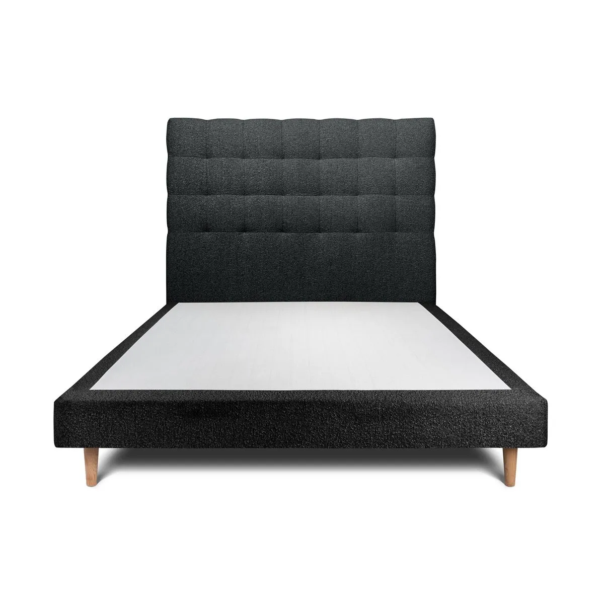 Lit Sommeil de plomb 160x200cm - Tête capitonnée Noir