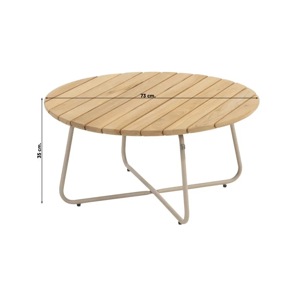 4 Seasons Verdi ronde salontafel teak 73 cm. - Latte