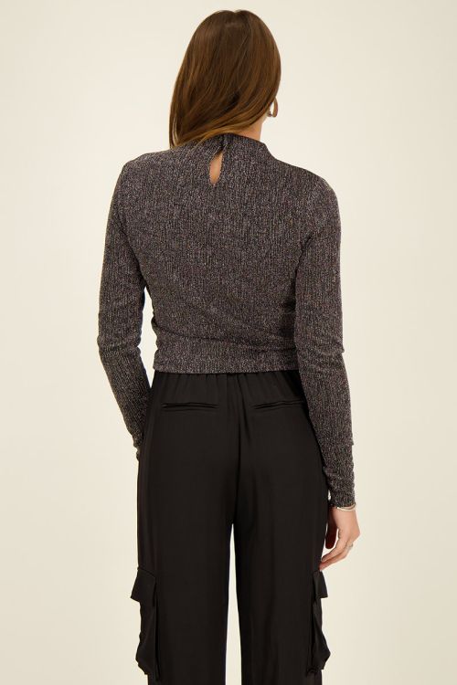 Zwarte top met lurex gedrapeerd