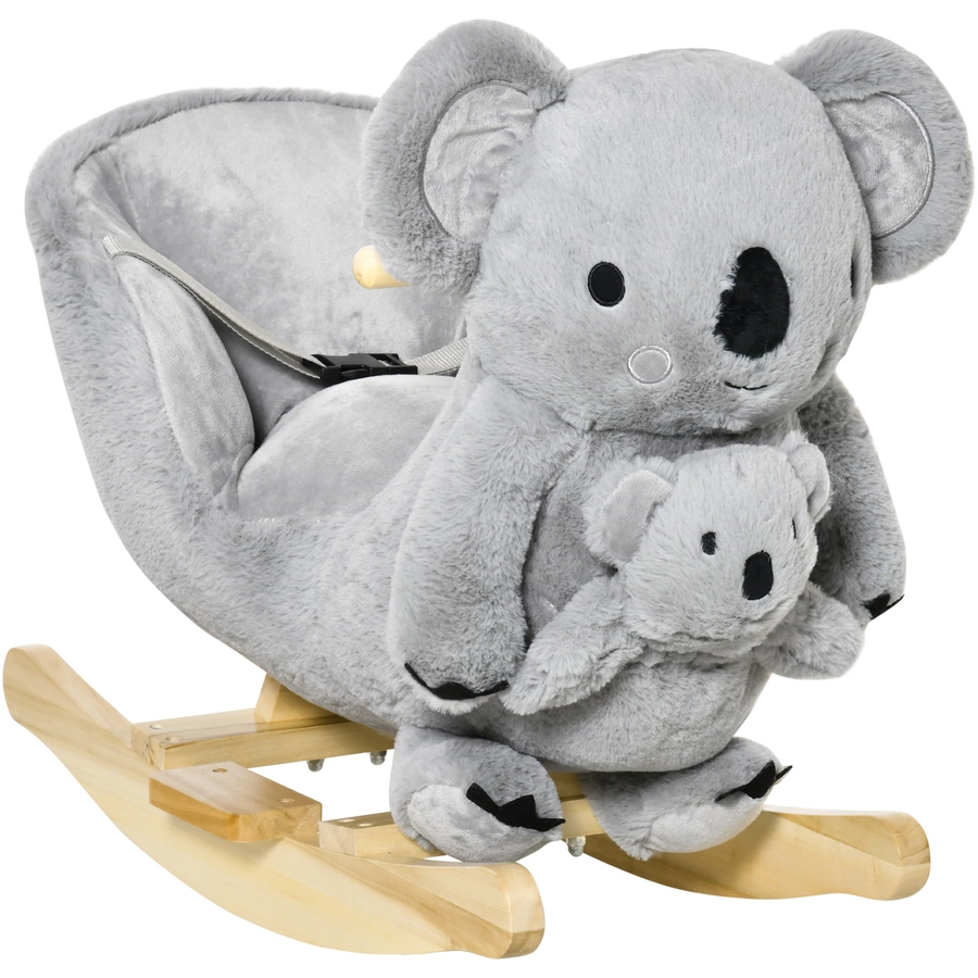 HOMCOM Schaukeltier Spielzeug, Triceratops, Koala Grau