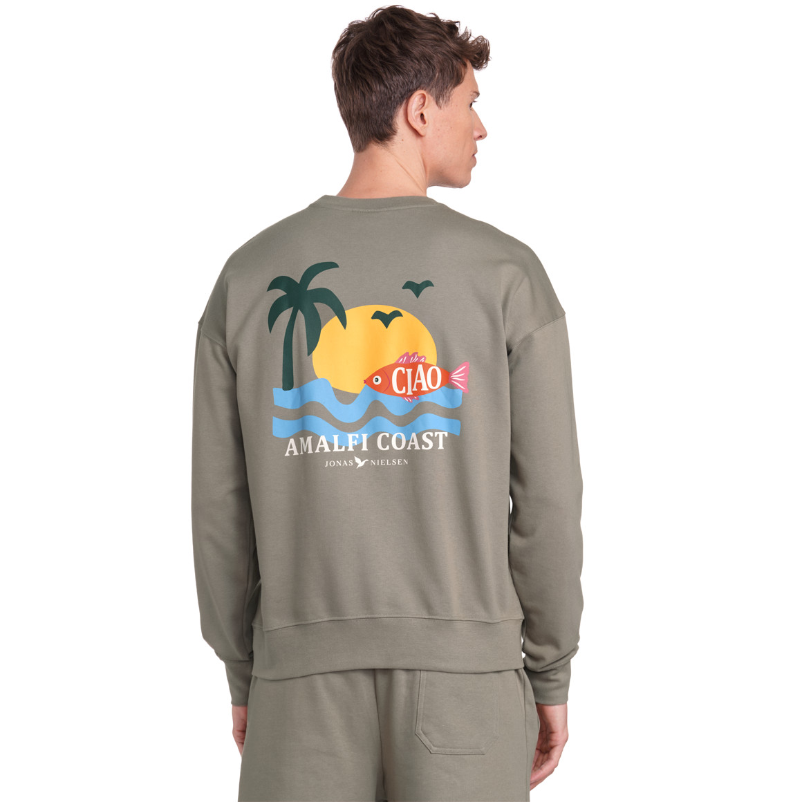 Jonas Nielsen Herren Sweatshirt mit Rückenprint oliv