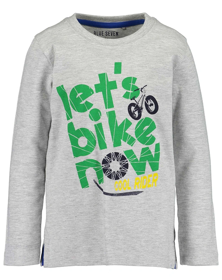 Langarmshirt MOVE IT – LET’S BIKE in nebelgrau