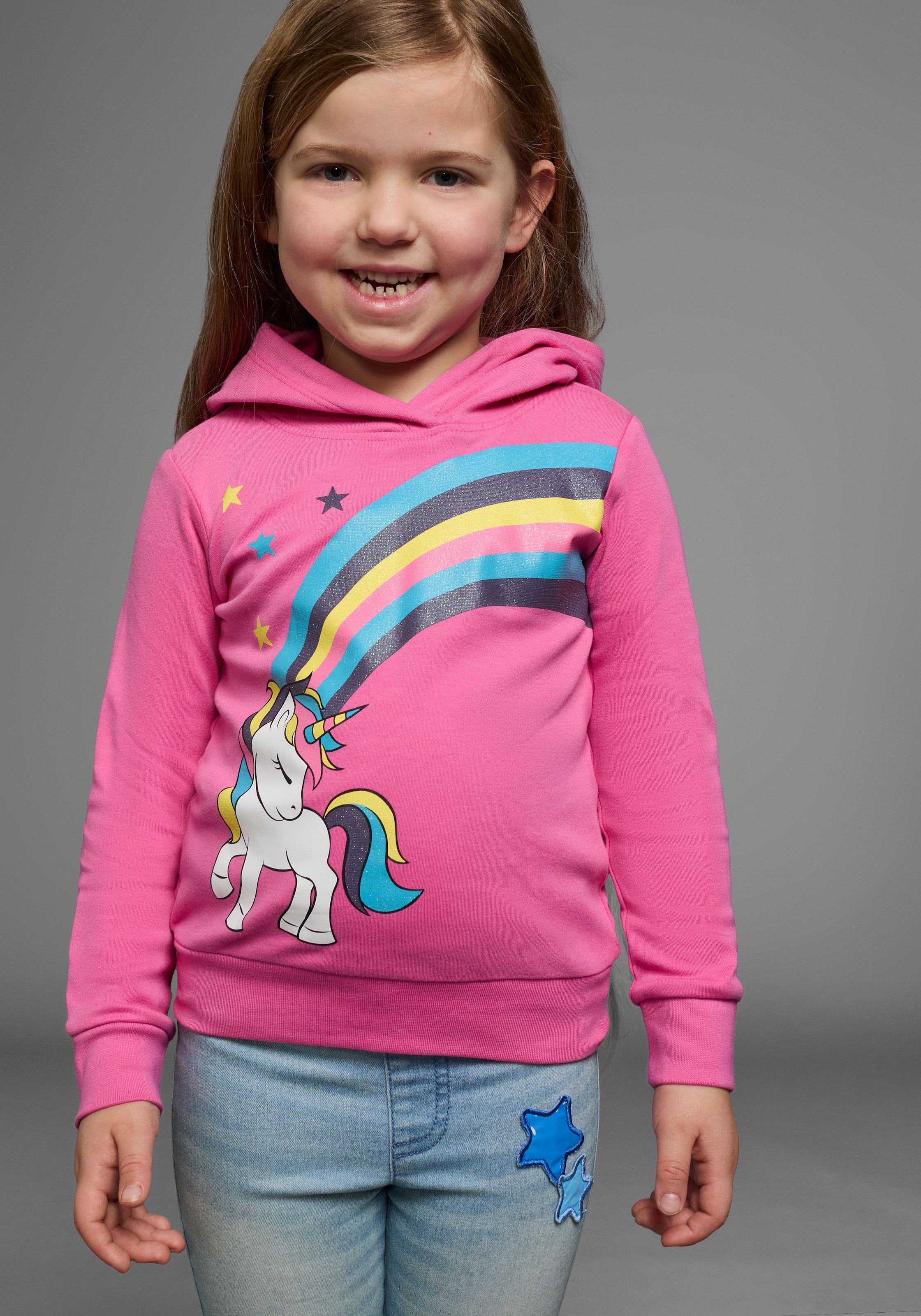 KIDSWORLD Langarmshirt »EINHORN Regenbogen«, Langarm,  Basic-Passform,  bedruckt,  aus Baumwolle