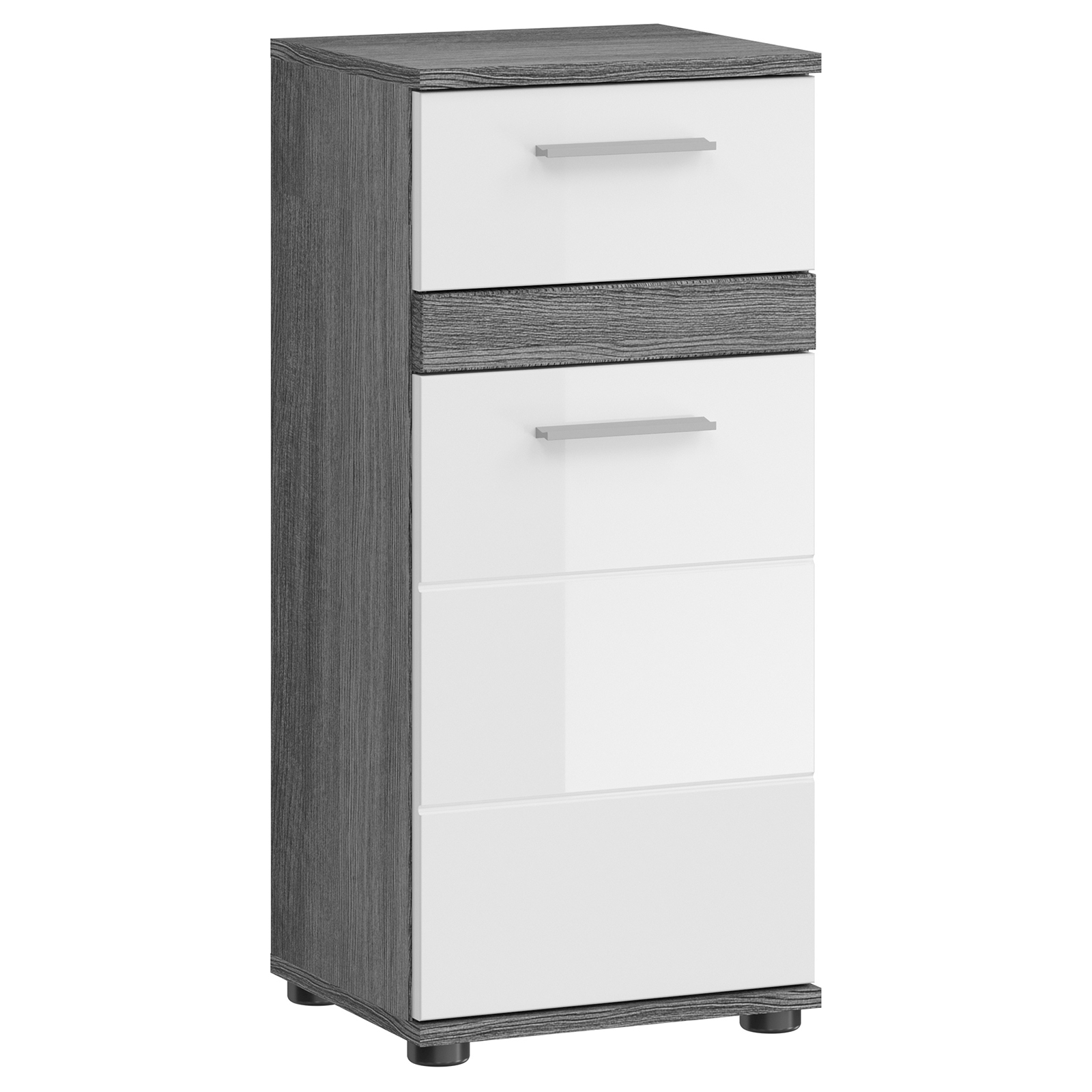 Unterschrank BLAKE - weiß Hochglanz - Rauchsilber - 35 cm
