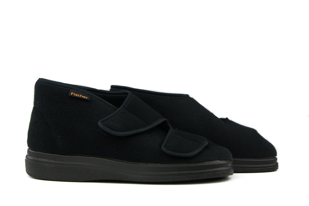 Fischer Pantoffels Klittenband Zwart