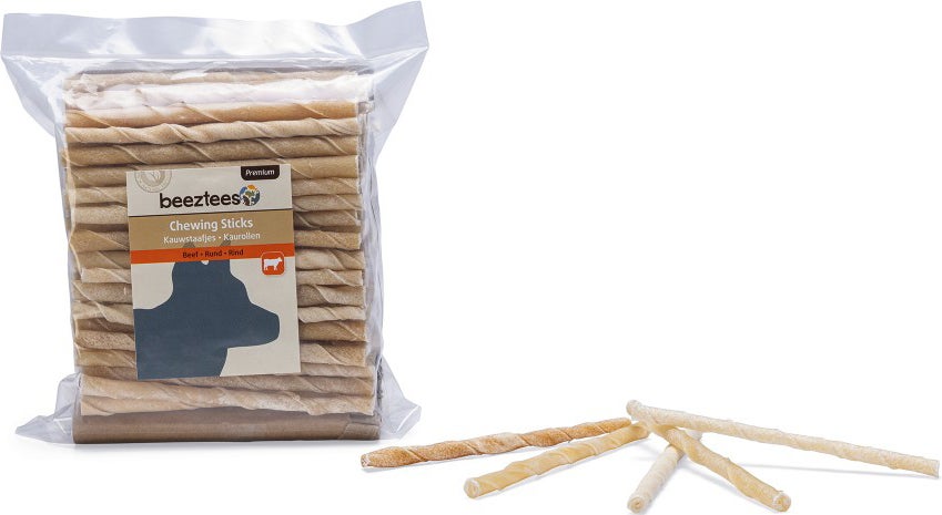 Beeztees hondensnack kauwstaafjes rund 7/8 mm 100 stuks