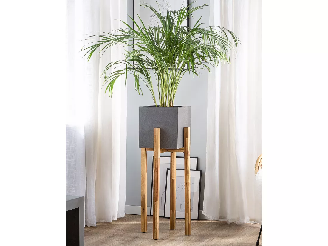 Cache-pot sur pied DRIMOS Pierre 30 cm Gris clair Gris