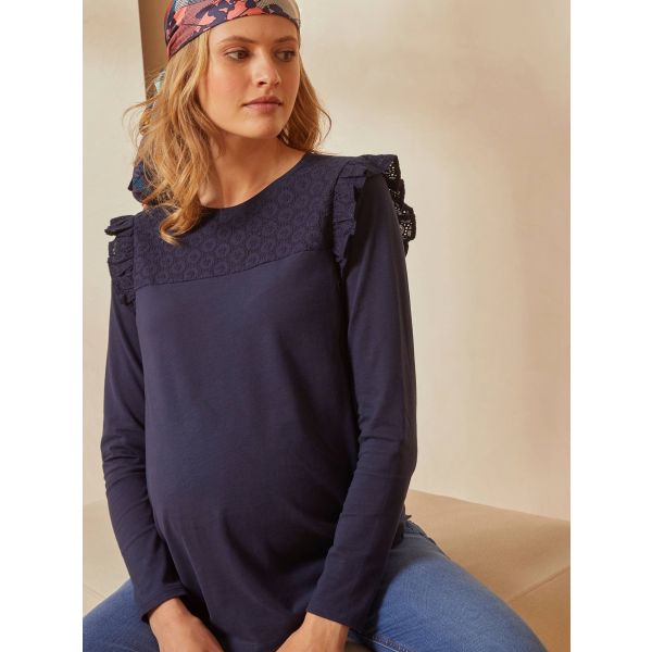 Vertbaudet Camisola Especial Gravidez e Amamentação Azul 42/44