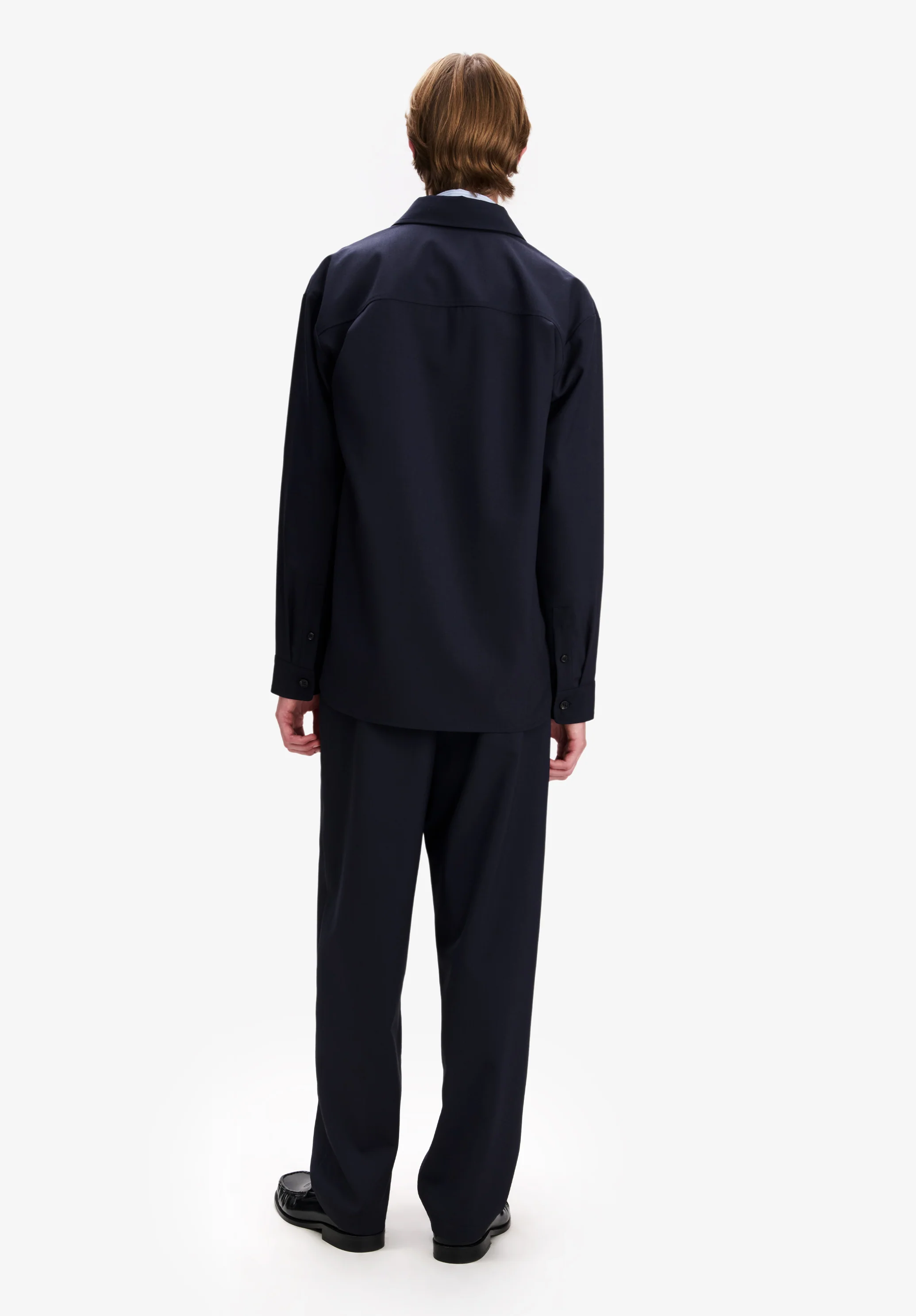 Surchemise bleu marine en laine légère. - Dark navy