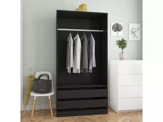 Garde-robe Noir 100x50x200 cm Bois d'ingénierie