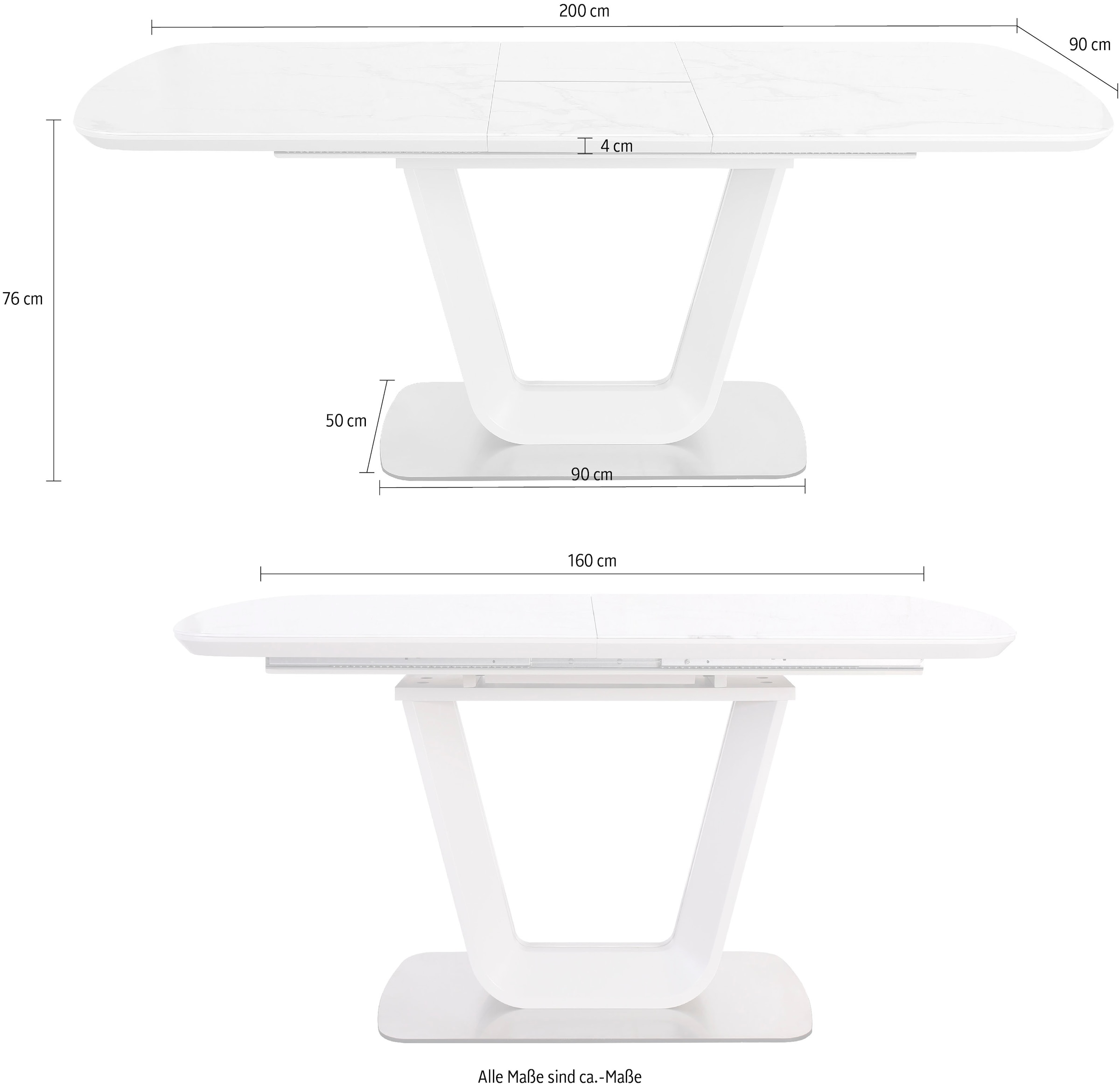 SalesFever Esstisch »Design Tisch für stilvolle Mahlzeiten« Erweiterbarer Glastisch - Eleganz trifft Funktionalität
