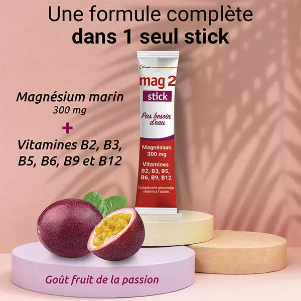 MAG 2 Stick Magnésio e 6 Vitaminas do Complexo B Nervosismo e Fadiga 30 sachês