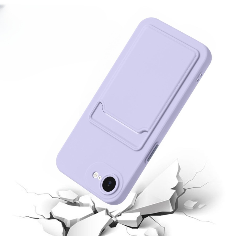 iPhone 16e Gummi Case Hülle mit Kartenfach - Lila / Orange