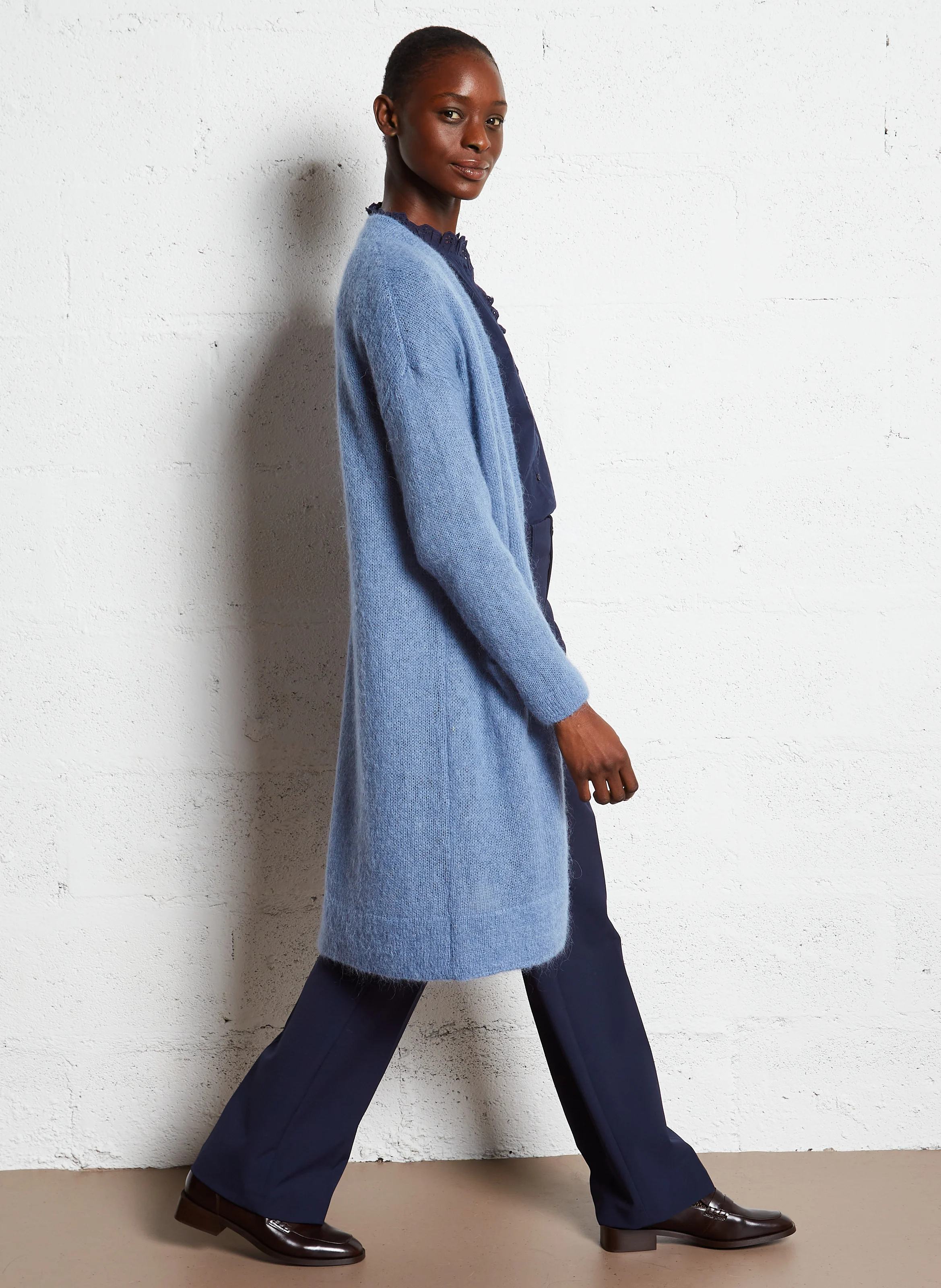GAARANCYA - Gilet droit en laine mélangée | Bleu