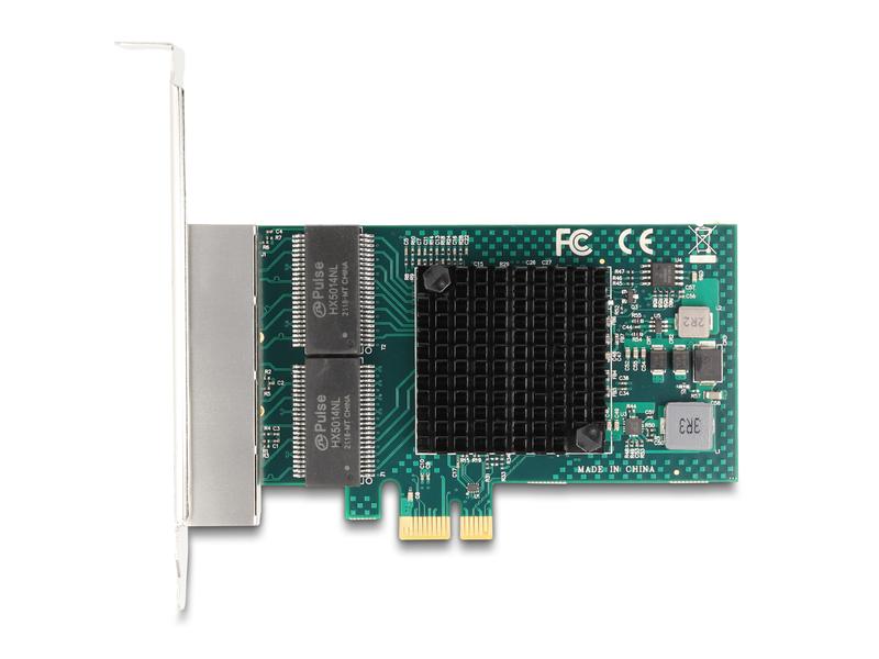 Delock Netzwerkkarte 4x RJ45 Gigabit, PCI-Express x1 Delock PCI Express x1 Karte zu 4 x RJ45 Gigabit LAN BCM