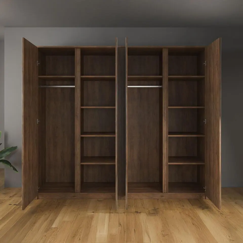 Meubella - Kledingkast Malibu - Eiken - 226 cm - Met spiegel