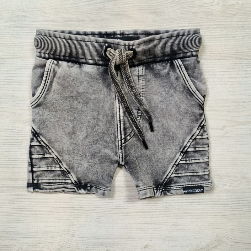 Washed biker short - Black