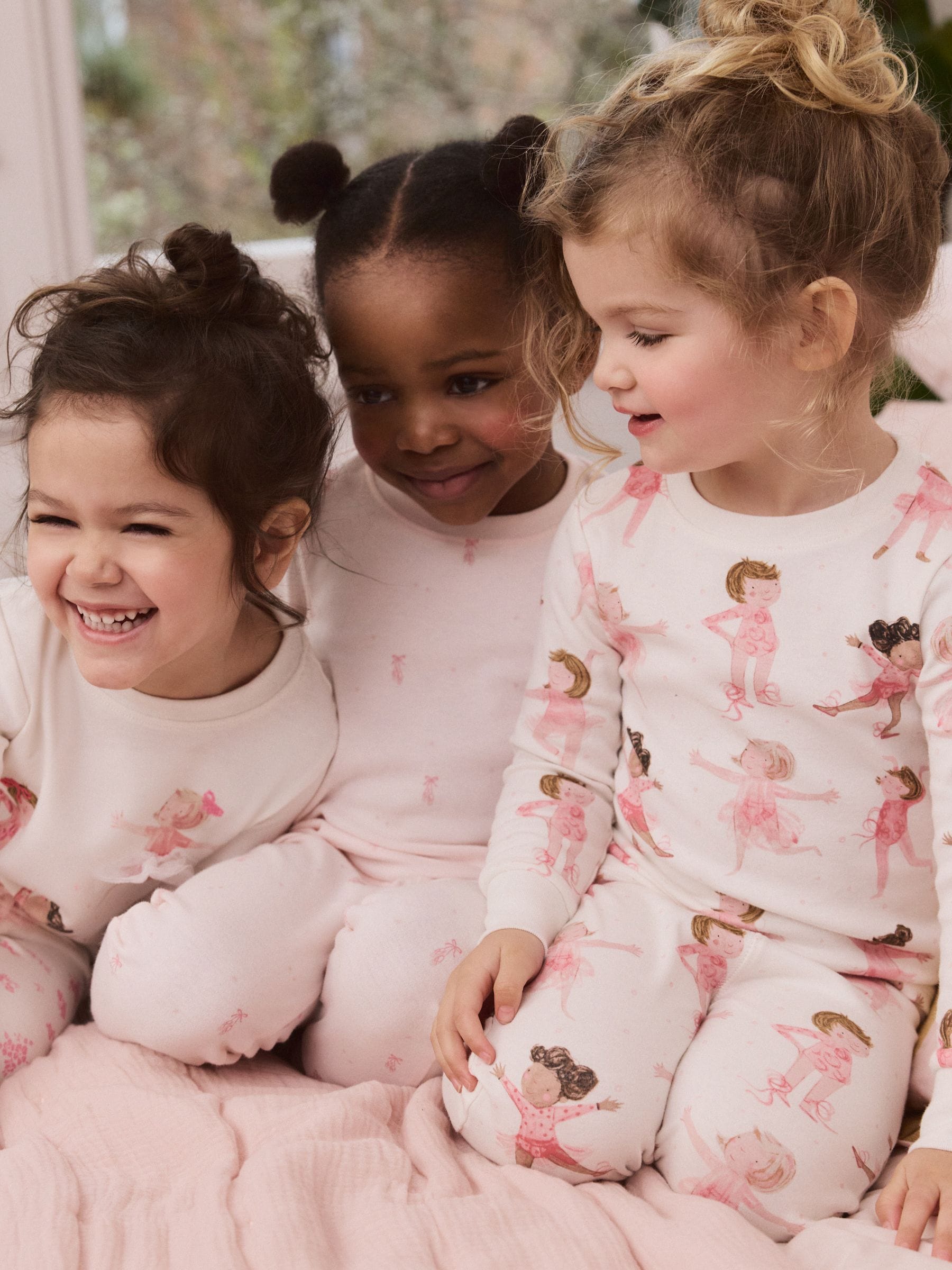 Roze/crème ballerina - Knus pyjama met lange mouwen 3 Pack (9maanden -12jaar)